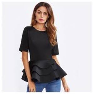 Romwe Women's Vintage Layered Ruffle Hem Slim Fit